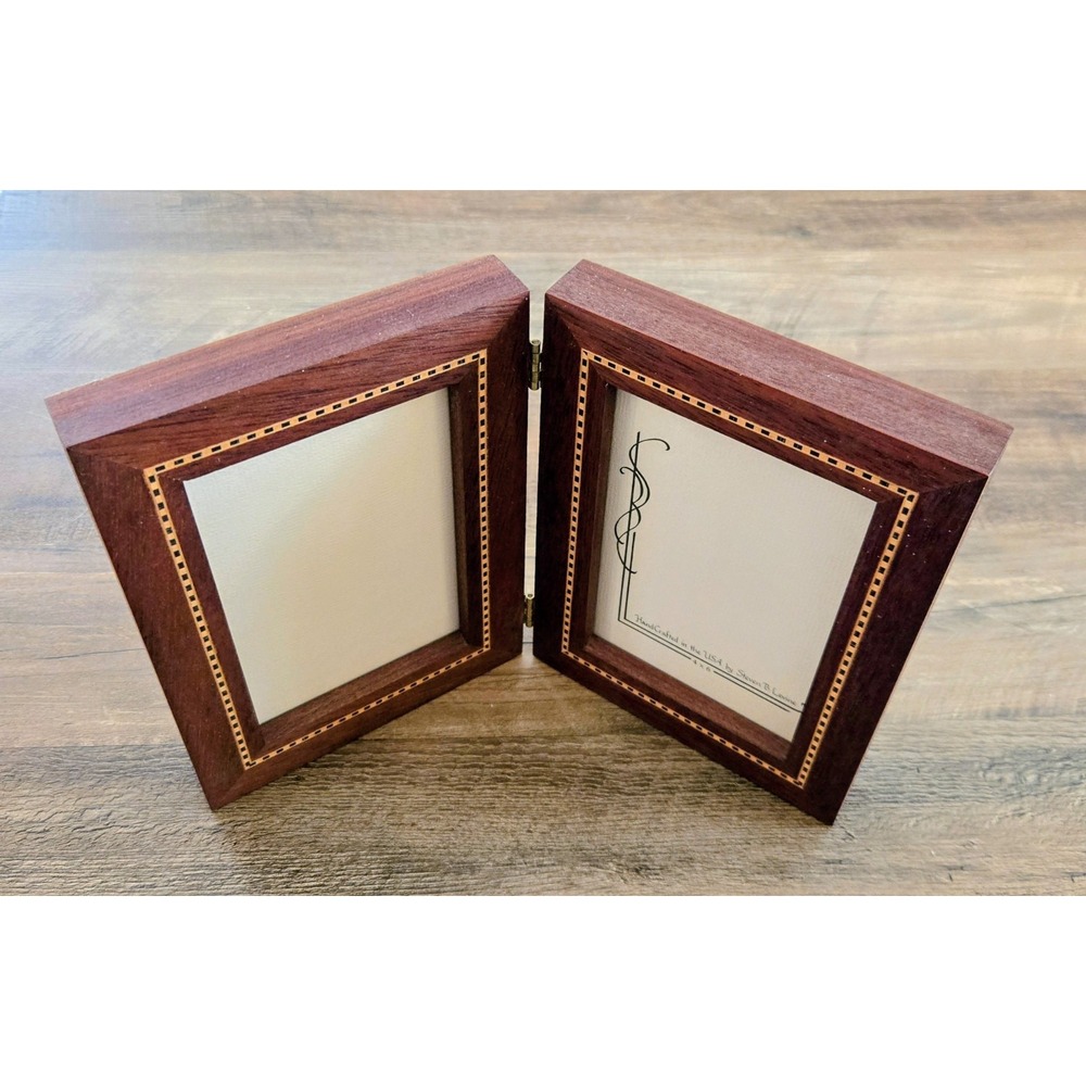 VTG Handcrafted Blood Wood Hinged Double 4x6 Photo Frame By Steven B. Levine
